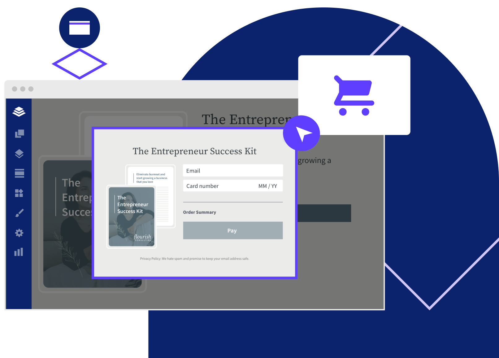 a leadpages checkout purchase form and shopping cart tool for selling a success kit online